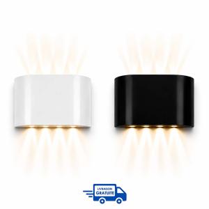 Pack de 2 Appliques Murales Blanches et Noires 8 Faisceaux – 4 Haut / 4 Bas
