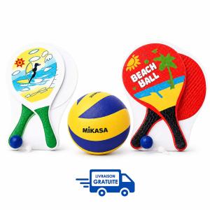 Ballon Volleyball + Set de Raquettes Beach Ball GRATUIT