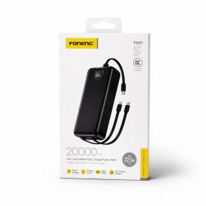Power Bank Foneng PX107 – Batterie Externe 20 000 mAh avec Câbles Intégrés