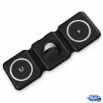 Chargeur Sans Fil Pliable 3-en-1 Magnétique – Noir
