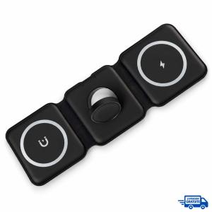 Chargeur Sans Fil Pliable 3-en-1 Magnétique – Noir