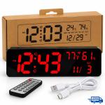 Horloge Numérique LED avec Affichage Heure, Date, Température et Humidité – Télécommande