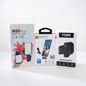 Pack Creator Plus – W80 RGB Magnetic Selfie Light + K9 Microphone Sans Fil + P15 Mini Selfie Stick Tripod Stand avec Télécommande