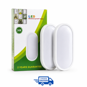 Plafonnier LED Luxtek 24W 10000K Intérieur / Extérieur – Pack de 2